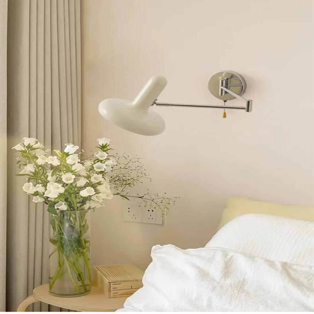 New Stylish Elegant Modern Adjustable Nordic Cream LED E27 Bulbs Wall Lamp for Bedroom, Living Room, and Office with Study and R