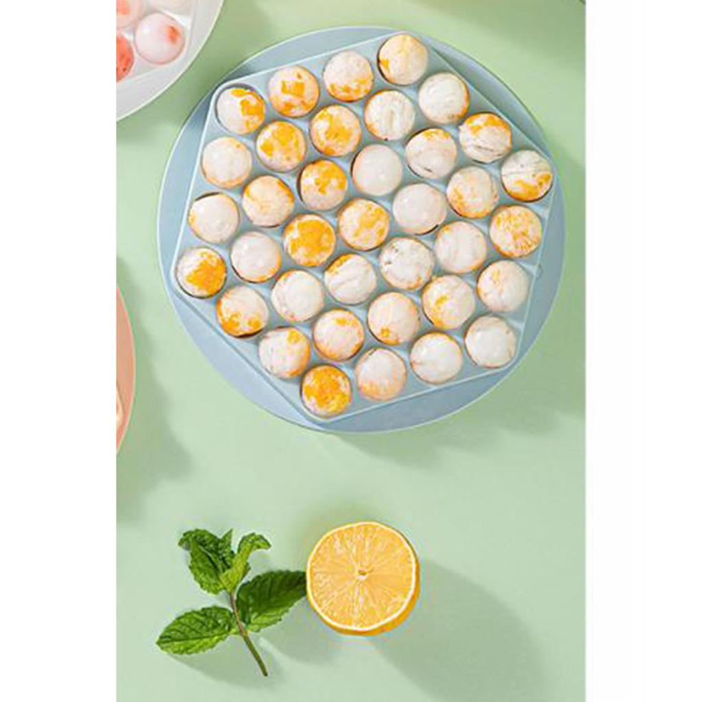 Round Ice Cube Tray 37 Grids Versatile Space Saving Small Ice Ball Maker Mold with Lid for Drink