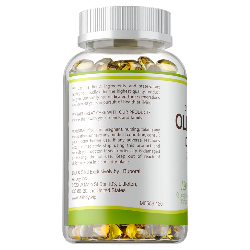 Extra Virgin Olive Oil Capsules, 1000mg, natural plant-based nutrition, immune support, suitable for adults.