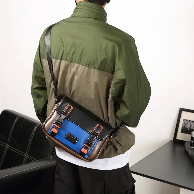 2024 Men's New Stitching Color Trend Small Square Bag Fashion Casual Large Capacity Crossbody Bag Man's Aesthetic Sling Shoulder