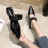 Belt Buckle Half Slippers for Women To Wear Externally 2024 Summer New Korean Style Pointed Thick Heel Wrapped Slippers for Women