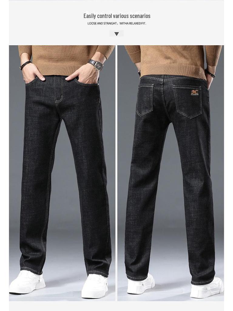 Men's Luxury Elastic Warm Velvet Jeans for Autumn/Winter