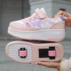 Boy's Plus Size Fashionable Thick Soled Roller Skates Girl's Wheeled Sports Shoes Outdoor Sneaker