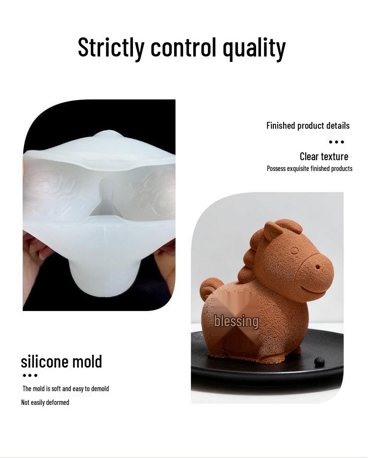 Силиконовая форма для муссовых десертов в виде иероглифа Фу «Лошадь» для животных французских десертов