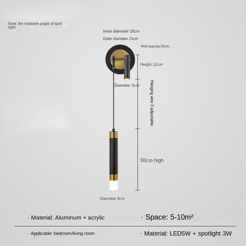 Настенный светильник поставляется с прожектором для гостиной. Настенный светильник. Креативная подвесная линия. Современный минималистичный свет. Роскошное освещение. Прикроватная лампа для спальни.