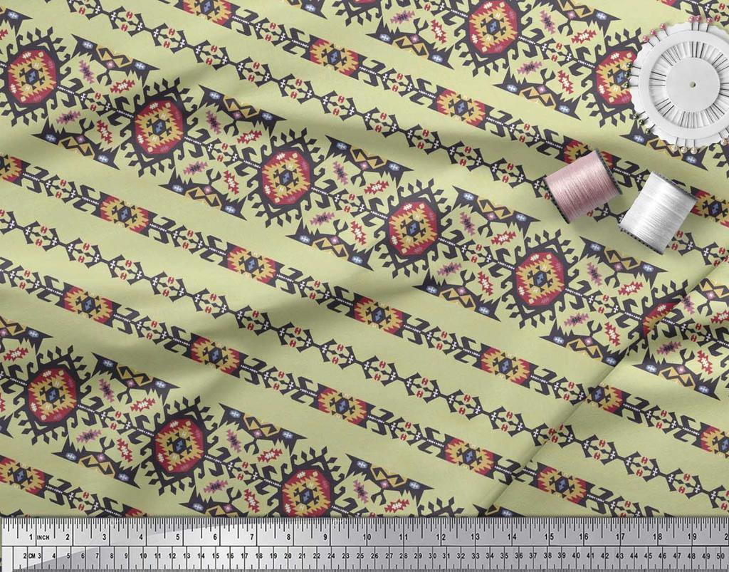 Soimoi Японская креп-сатиновая ткань Ацтекская юго-западная печатная ткань 1 метр 42 дюйма