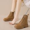 Women's Fashion Boots Retro Leather Ankle Boots Women Luxury Soft Sole Short Boots New Platform Non-slip Round Toe