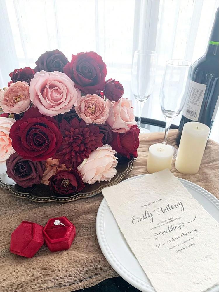 Шелковые цветы Искусственные цветы Комбинированные цветы Микс Розы Пионы со стеблями для самостоятельной свадьбы Свадебные букеты Украшения для стола на празднование рождения ребенка Домашний декор