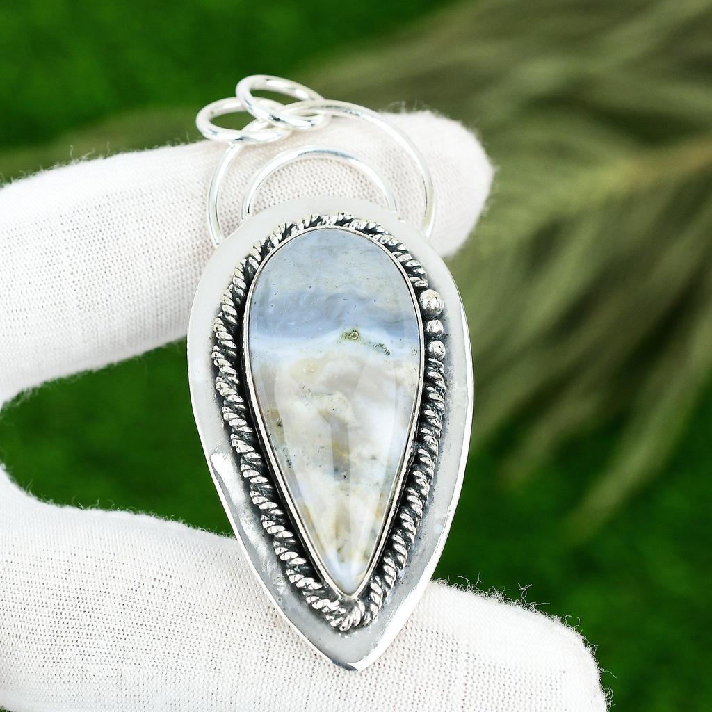 Sisters Day Sale 925 Sterling Silver Solar Moss Agate Gemstone Pendant Jewelry