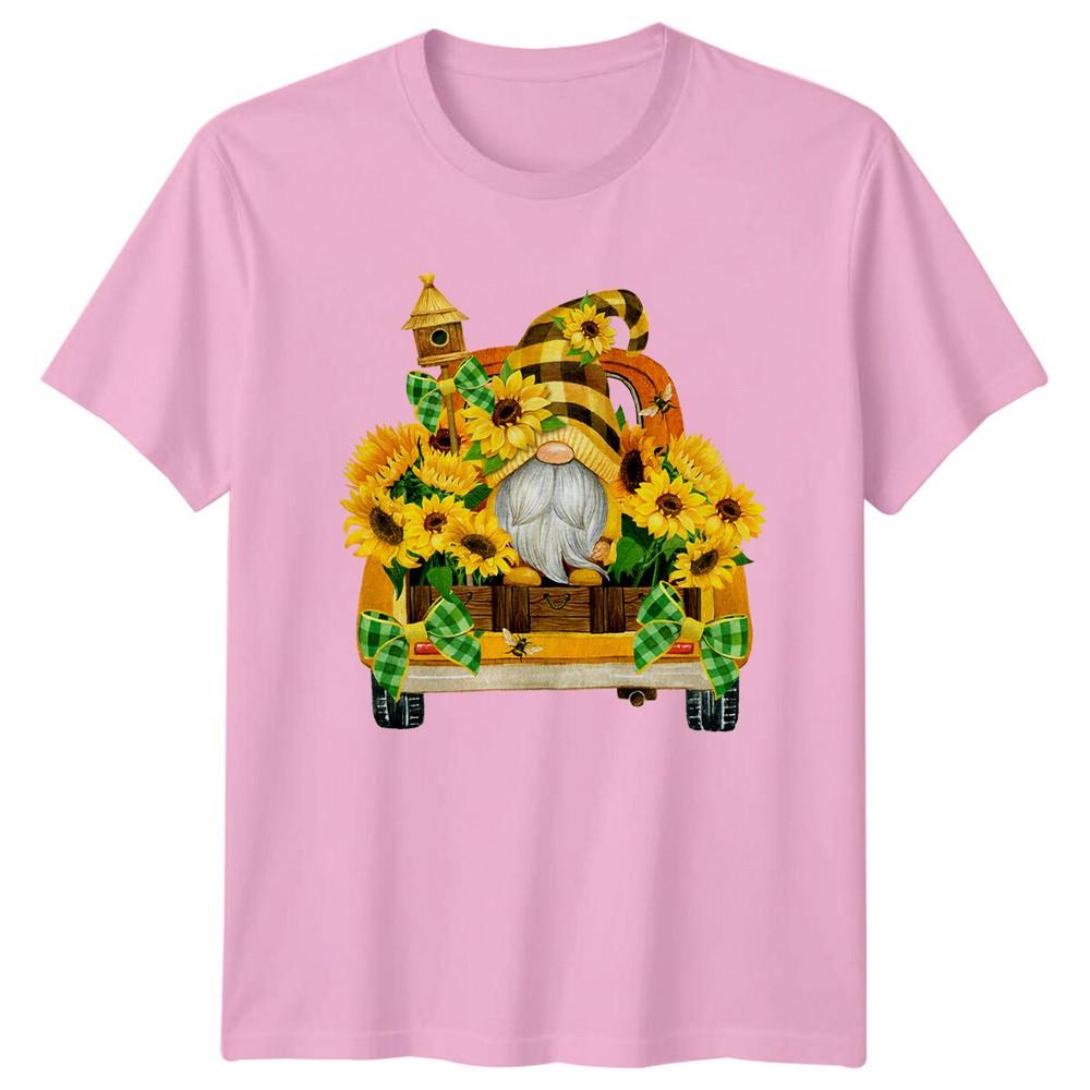 Sunflower Truck Gnome TShirt Floral Nature Tee For Unisex Unisex