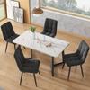 Table de salle à manger - MUVOE - Rectangulaire - Marbre - Pieds en métal noir - 117x68 cm