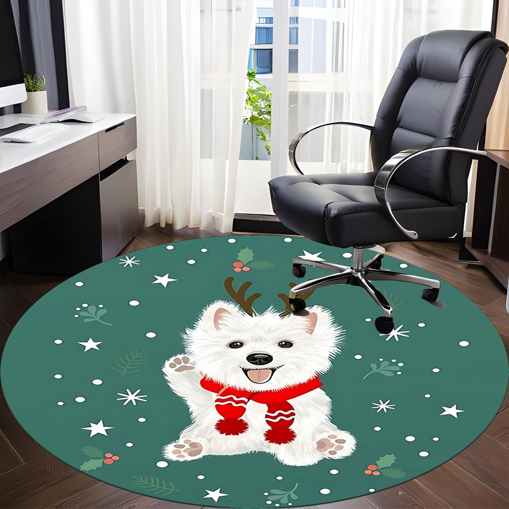 1pc Christmas Dog Chair Carpet for Office, Non slip, Soft and Durable Office Rug for Interior Decoration
