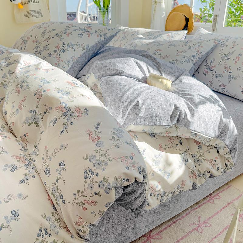100% Cotton Bedding Four-piece Set, Skin-friendly, Breathable, Soft and Comfortable Bed Sheet Pillowcase, Quilt Cover Set