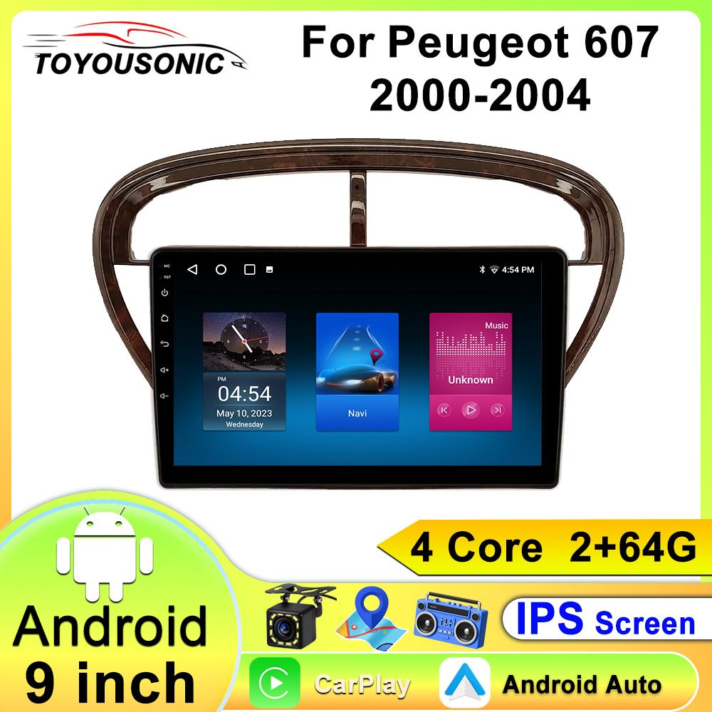 Toyousonic Car Video Player for Peugeot 607 2000-2004 GPS Navigation Built-in Dsp Carplay Autoradio Android Head Unit
