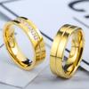 Cubic Zirconia Love Golden Silver Stainless Steel Wedding Band Ring Couples Ring 18K Gold Plated