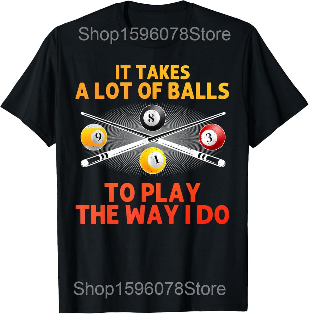 Funny Billiards Player Vintage Pool Balls Sports Lover T Shirts Humor Streetwear Tee Shirt Short Sleeve Unisex Loose Clothing
