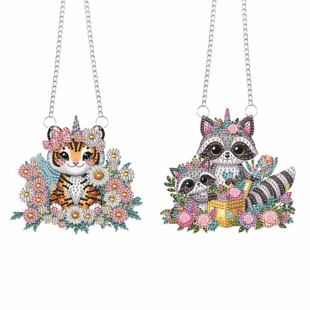 2pcs Animal 2D/Flat DIY Special Shape Rhinestone Diamond Art Window Pendants Diamond Painting Set DIY Home Decor Hanging Charm