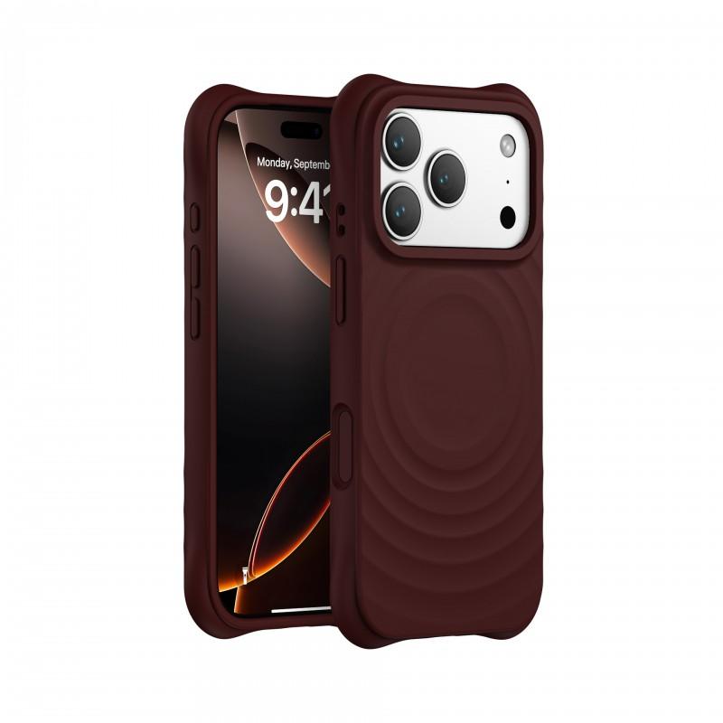 Liquid Silicone Phone Case IPhone 17 Pro With Magnetic Snap Wave Texture Shockproof Slim Minimalist Design
