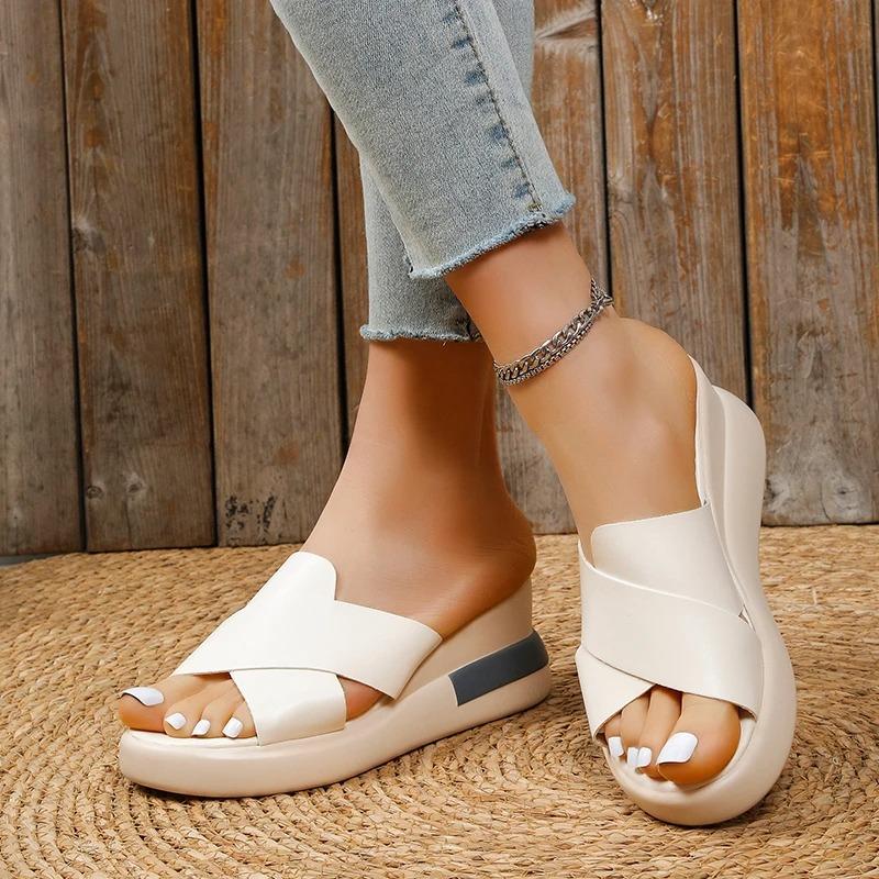 Wedge Heel Sandals Women's  Summer New Fashion Muffin Open-toe Fairy Style Outside Wear Thick-soled Shoes Women