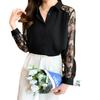 Women's 2025 Spring & Autumn Fashionable Lapel Lace Chiffon Blouse Cardigan