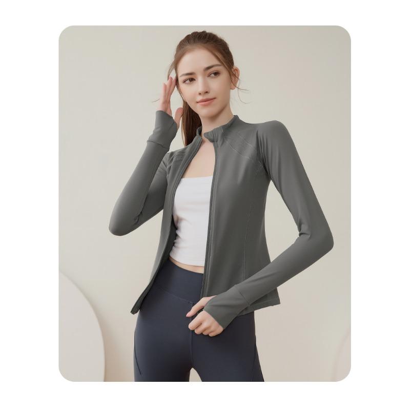 Fitness Thin Zipper Sports Jacket Long-sleeved Quick Dry Clothes Tight Running Yoga Clothing Fall and Winter Tops