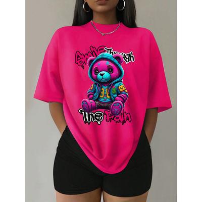 Женская облегающая повседневная футболка с коротким рукавом, с принтом медведя «Превращая лимоны в лимонад»