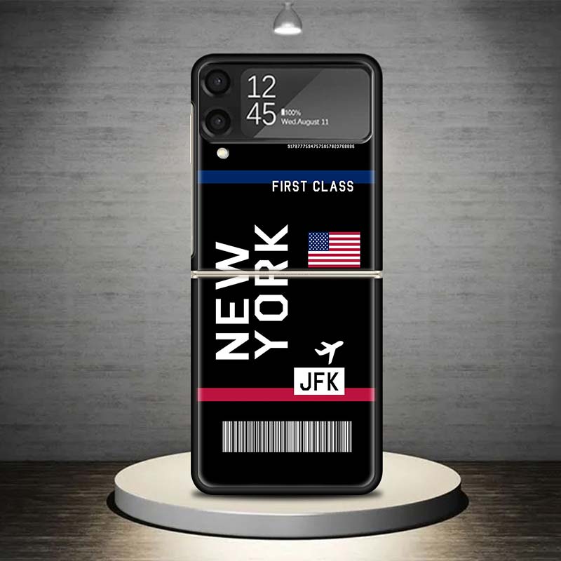 Чехол для телефона со штрих-кодом авиабилета для Samsung Galaxy Z Flip 7 6 5 4 3 5G Ударопрочный чехол Z Flip7 Flip6 ZFlip5 Flip3 Flip4 Luxur