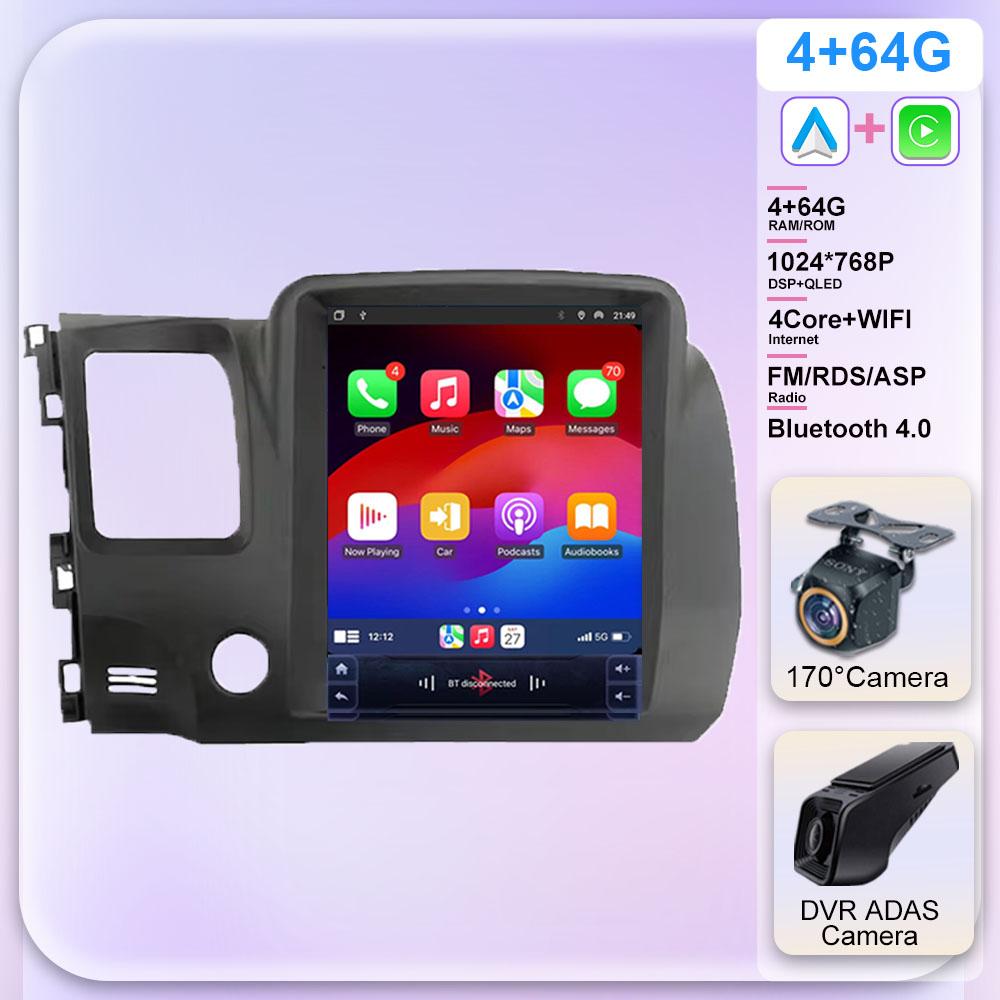 9.7 Inch Android 13 For Honda Civic 8 2005-2012 Car Radio Auto Multimedia Player GPS Navigation Carplay 5G WIFI BT No 2Din DVD