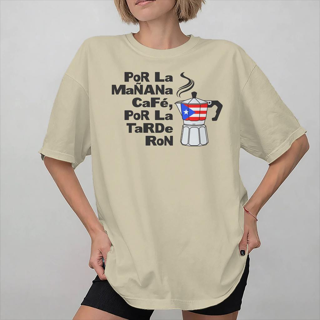 Unisex Women Por la Unisexana cafe por la tarde ron T Shirt Cotton Graphic Printing TShirt Clothing Outfits