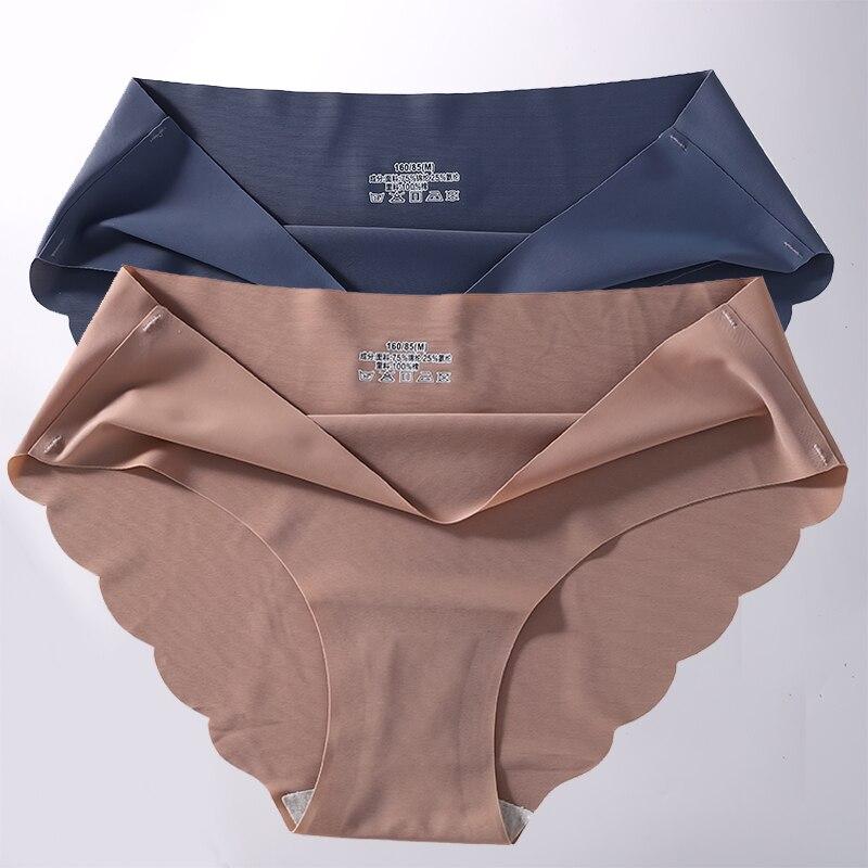 2Pcs/Set Seamless Silk Women's Panties Briefs Women Underwear Female Underpants Comfortable Silk Panty Sexy Woman Lingerie M-XL