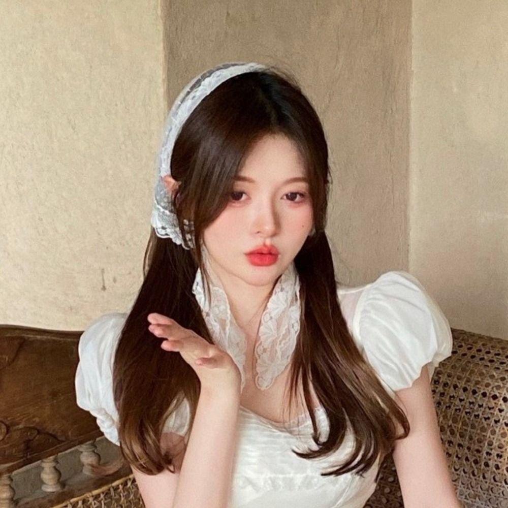 White Wrap Scarf Cloth Headband New Lace Triangle Hair Head