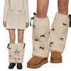 Bow Furs Leg Warmer Winter Furry Long Boot Cuffs Fuzzy Shoe Cover Party Costume for Holiday Festival Performances Play