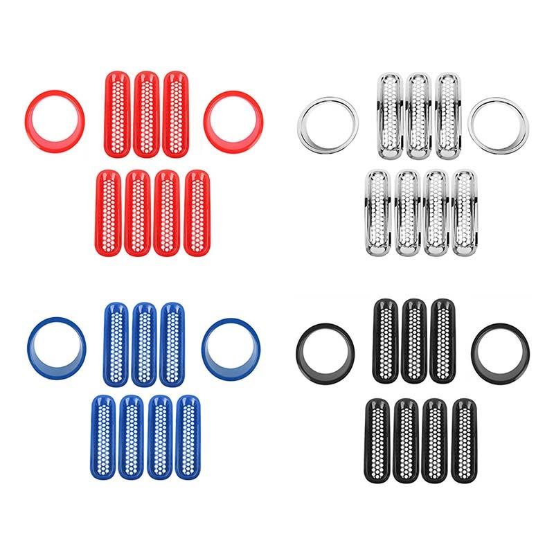 Декоративная крышка фар автомобиля из АБС-пластика, декоративные наклейки на решетку с сеткой для Jeep Wragnler JK 2007-2017, внешние аксессуары автомобиля