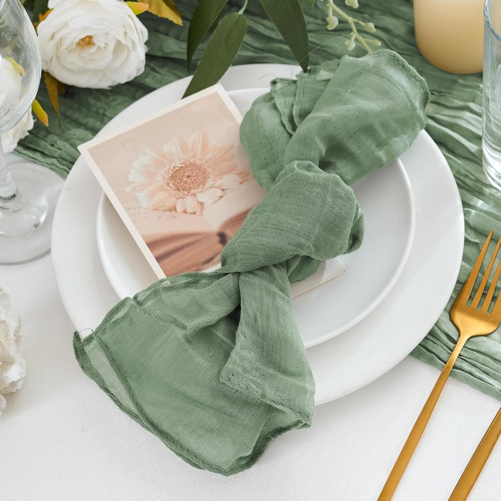 12 штук марлевых салфеток 20"x20" шалфейно-зеленые бохо-марля марлевые салфетки оптом деревенский декор для обеденного стола для свадьбы, девичника, детского душа, вечеринки