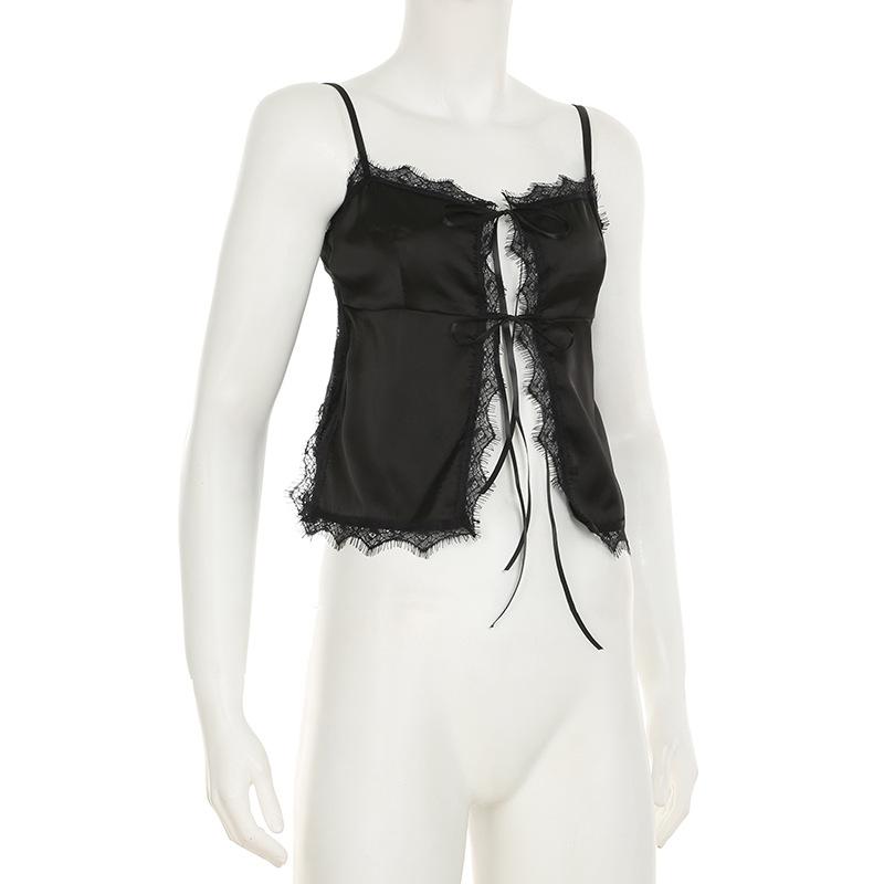 Женский кружевной кардиган со шнуровкой на груди из атласа, темпераментный, пикантный, с сексуальным пупком, тонкий и универсальный топ для улицы