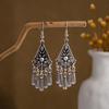 BLINGBAY Women's Earrings, Ethnic Style Drop-shaped Long Metal Tassel Earrings, Simple And High-end Accessories, Retro Colorful Feather Jewelry