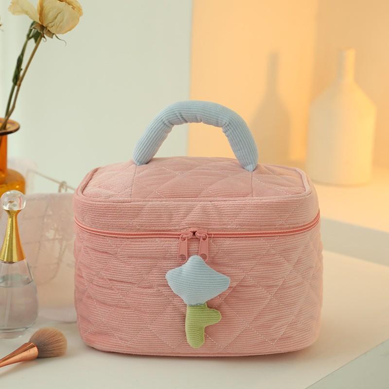 Большая вместительная сумка для хранения, дорожная косметичка, портативная косметичка-тюльпан, вельветовые косметички на молнии