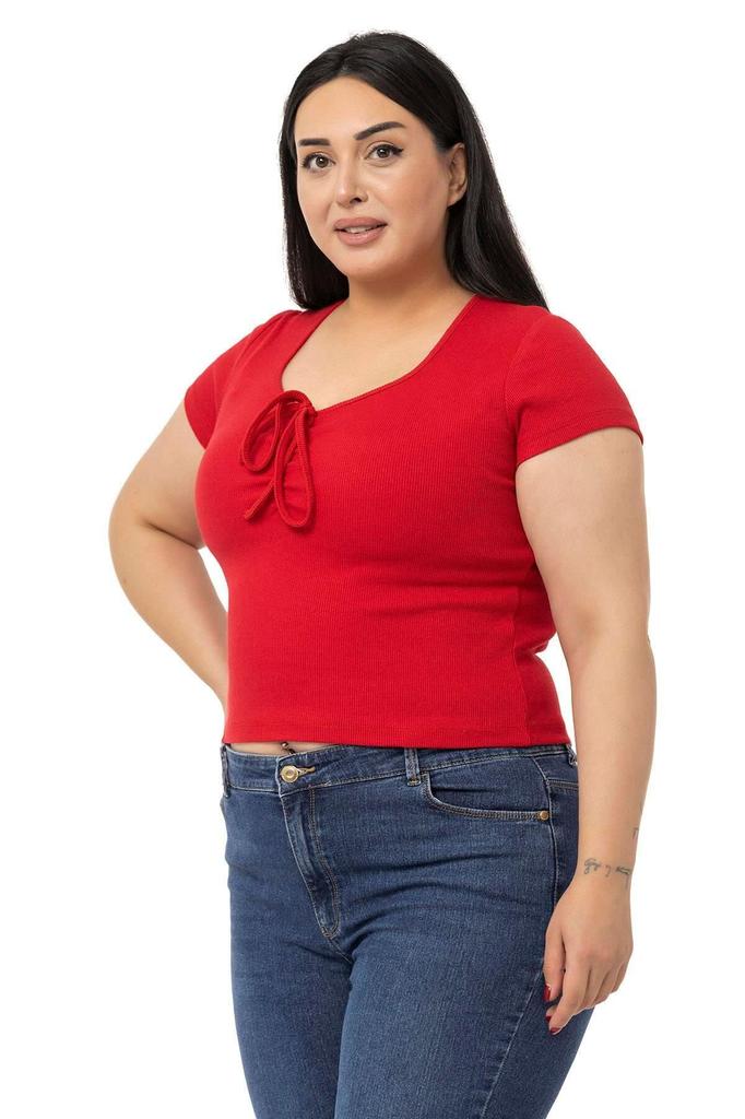 Women's Style Big Size Body Plus Size Half Sleeves Camisole Green Bodysuit With Lace Detail On The Chest