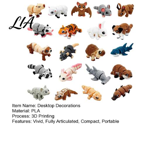 Small Desktop Decoration Accessories 21PCS 3D Printed Articulated Animal Figurines Set, Mini Flexible Joints Figures, Stress Relief Gadgets Realistic