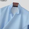 INCERUN Men Long Sleeve Front Cross Irregular Layers Patchwork Striped Casual Cape Shirts