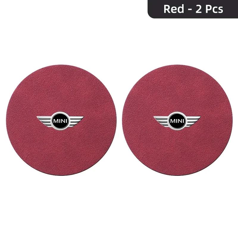 2pcs Car Water Cup Mat Suede Coaster Non Slip Pad Accsesories For MINI Cooper JCW WORKS R55 R56 F55 F56 R57 R58 R59 R60 R61 R50 rdxzk11