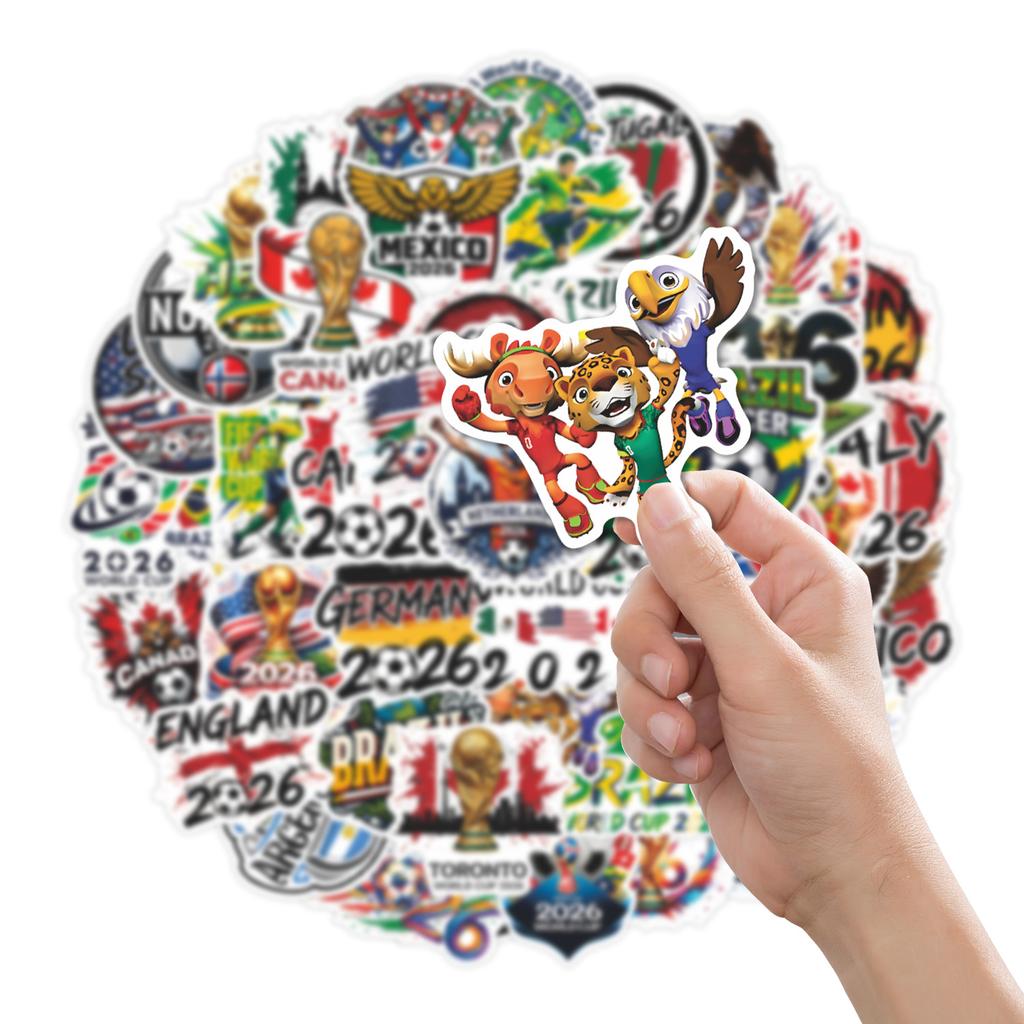 World Cup Soccer Stickers 50pcs DIY Scrapbook Decals Football Souvenir Decorations