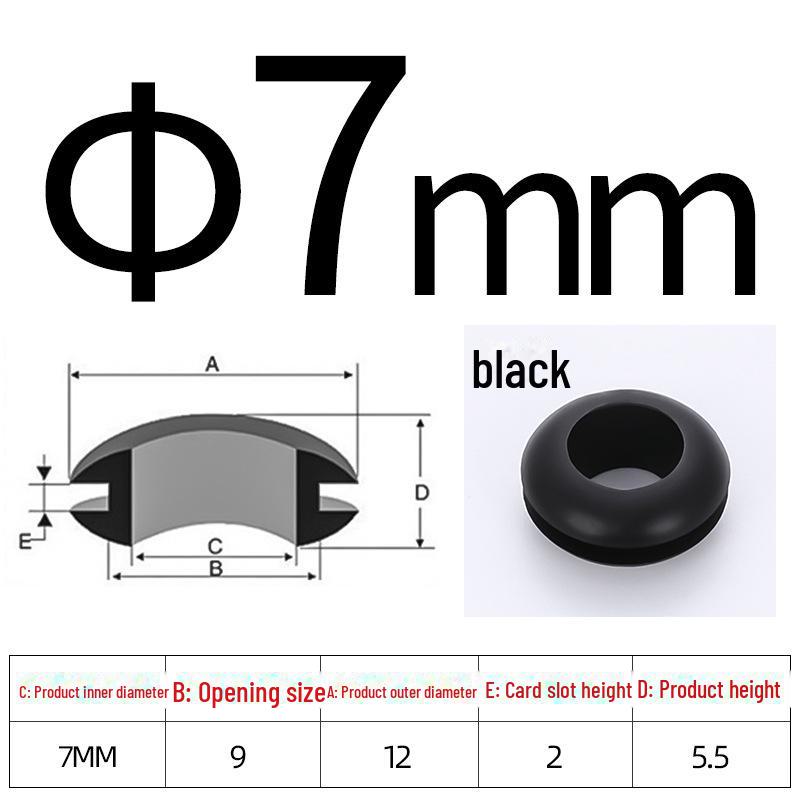 Черное двухстороннее резиновое защитное кольцо для провода