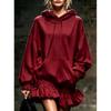 Womens Oversized Hooded Sweatshirt Dress With Ruffle Hem Drawstring Waist Loose Fit Short Skirt