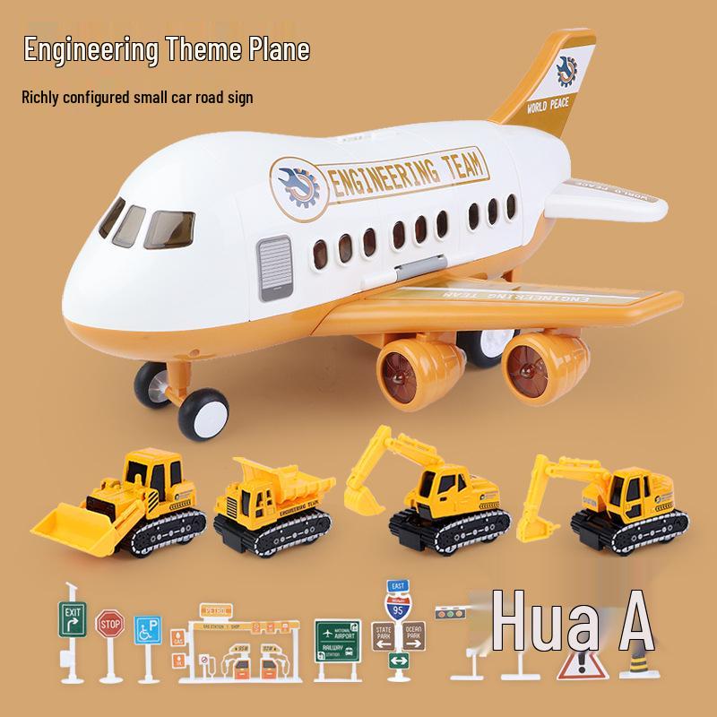 Extra Large Inertial Airplane Toy with Lights & Music - Educational Storage Set for Kids