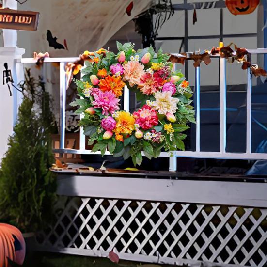 Венок для входной двери 16 дюймов Искусственный цветочный венок