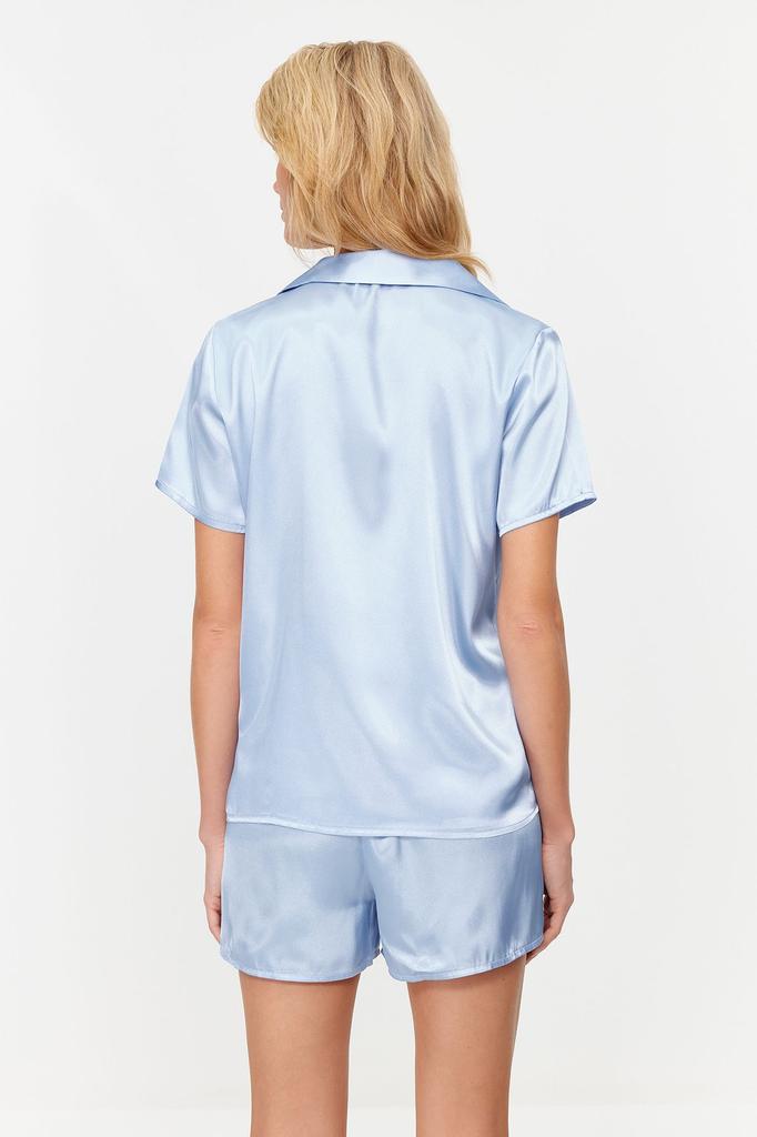 Women's Fashion New Pajama Set Pink Satin Woven Pajama Set