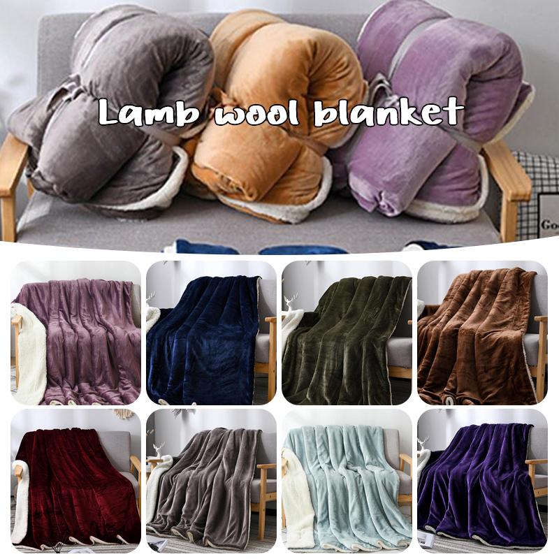 Шерстяные кашемировые одеяла для кроватей, диванов, зимних утепленных покрывал, мягких покрывал из овечьего бархата, флисовых переносных одеял, простыней