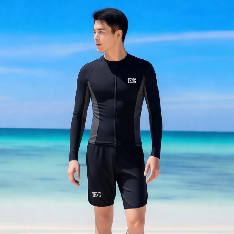 Mens 300g Split Wetsuit Set Long Sleeve Top Pants UV Protection Quick Dry Snorkeling Surfing Diving Gear