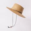 Summer Handmade Paper Grass Ring Top With Tether Strap Classic Fedoras Cap Men Women Panamjazz Hat